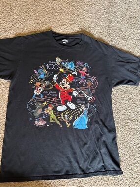 Disney Black Tee with Colorful Mickey Music Parade